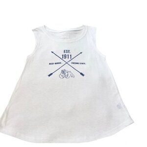 Alma Mater Women’s Muscle Tank Top in White 1911 Red Wave Fresno State. L